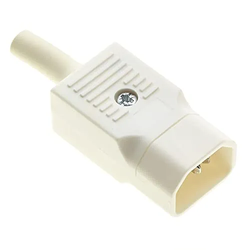 Wiederverwendbarer C14 Iec-Steckverbinder, Weiß, Gerade - Steckdosenadapter-Steckverbinder AC Ac110 250V 10A 3-Polig, Inline-Stecker, Schalttafelmontage
