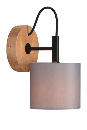Briloner Leuchten Spotleuchte - Retro Wandleuchte mit Stoffschirm - Lampen - 1-flammige Spotlampe im eleganten Retro-Design, ideal für Wohnzimmer oder Schlafzimmer, sorgt für angenehme Ausleuchtung durch grauen Stoffschirm.