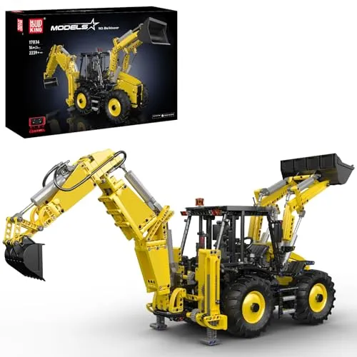 Mould King 17036 Technik Baggerlader Bausteine, APP Ferngesteuert Bagger Bausatz mit Motor Baustellenfahrzeug Modell, Klemmbausteine Geschenk für Erwachsene (2239 Teile)