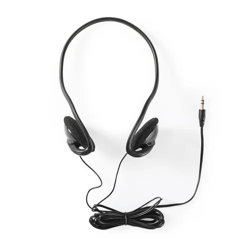 Nedis, Leichte Kopfhörer 3.5mm mit Bass, Kabel 2.10m, Stereo-Sound, Schwarz