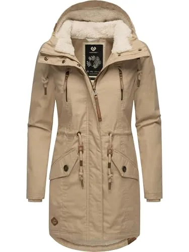 Ragwear Damen Mantel Elsie Intl - Warme Winterjacke mit Teddyfell-Kapuze - Funktionsjacken, stylischer und warmer Outdoormantel, 100% vegan, ideal für kalte Wintertage mit weichem Teddyfutter und praktischen Details.