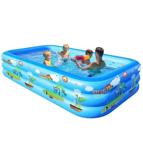 GALAXYER Aufblasbares Planschbecken 205x125 cm – Ideal für Familie und Freunde