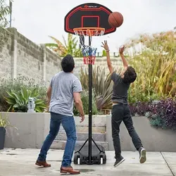 COSTWAY Basketballständer 155 - 210cm - Höhenverstellbarer Basketballkorb für Innen- und Außenbereich, wetterfest und mobil mit stabiler Basis für sicheren Stand – ideal für Kinder und Familien.