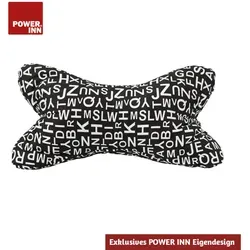 POWER INN® Leseknochen | Schwarz mit Weißen Buchstaben | Klassisch | Nackenkissen | Reisekissen