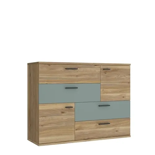 FORTE Kombikommode SKIVE in Braun - Stylische Kommode aus hochwertiger Eiche, ideal für Ihr Wohnzimmer oder Schlafzimmer, mit praktischem Stauraum und modernem Design.