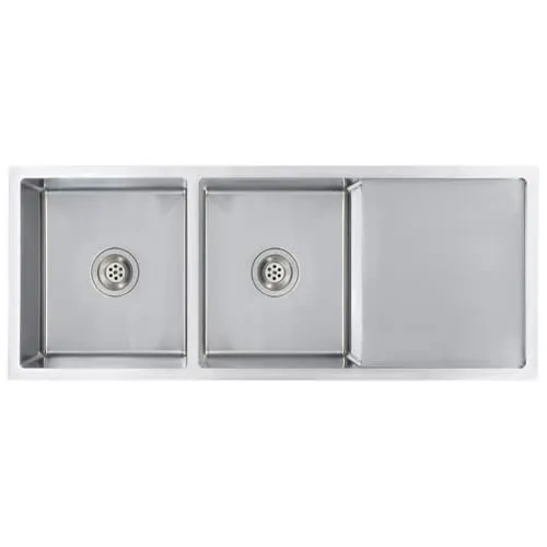 vidaXL Handgefertigte Küchenspüle Edelstahl - Silber - Sanitäranlagen & Zubehör: Hochwertige, schallisolierte Küchenspüle mit 2 tiefen Becken und praktischer Abtropffläche für mehr Funktionalität und Stil in deiner Küche.