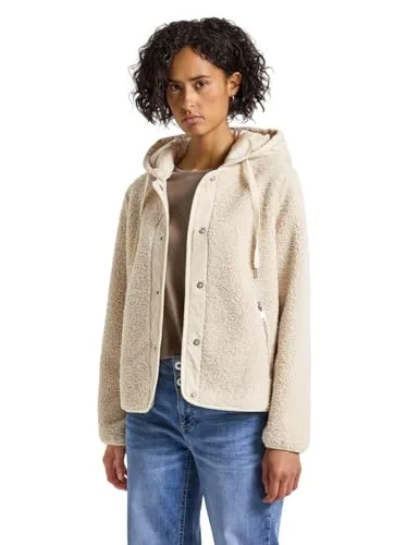Street One Damen 2116838 Teddy-Jacke mit Kapuze - Funktionsjacke in Soft Fawn beige, mit abnehmbarer Kapuze und seitlichen Zipper-Taschen, ideal für kühle Tage.