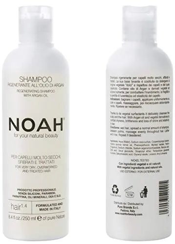 NOAH 1.4 Regenerierendes Shampoo mit Arganöl, 250 ml, formuliert in Italien, tierversuchsfrei, ohne SLS oder Parabene, nickelgeprüft