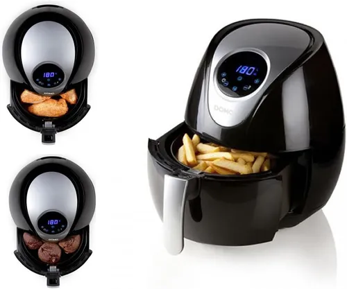 Domo DO509FR XL Low-Fett Fritteuse - Kompaktfritteuse mit 3,5 Liter Fassungsvermögen für fettfreies Frittieren, Backen und Rösten – bis zu 80% weniger Fett für gesunde Mahlzeiten! Ideal für die ganze Familie.