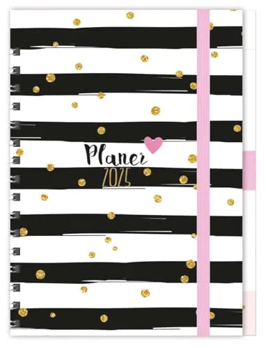 Planer Glamour 2025: Familientimer-Buch mit 5 Spalten, Ferienterminen und Jahresübersicht 2026