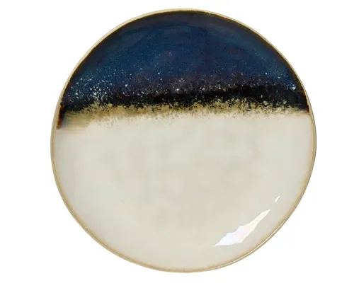 Decoris season decorations Frühstücksteller, Frühstücksteller Steingut im Vintage Stil 20,5cm Blau / Weiß