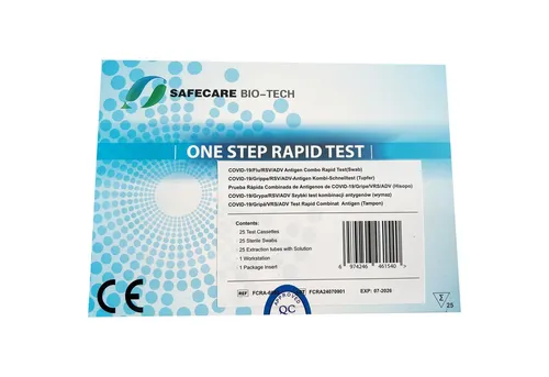 Safecare 5in1 Profitest COVID-19 - Covid-Corona-Tests, zuverlässiger Kombi-Schnelltest für COVID-19, Grippe, RSV und Adenovirus - ideal für medizinisches Fachpersonal zur schnellen Differenzialdiagnose.