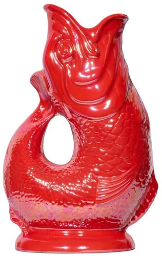 Gluckigluck Wasserkaraffe - Handgefertigtes Fisch-Design, 1,2 L Rot - Charmante Wasserkaraffe mit fröhlichem Gluckgeräusch beim Einschenken. Handgefertigt in England, sorgt sie für ein besonderes Ambiente bei jedem Anlass.