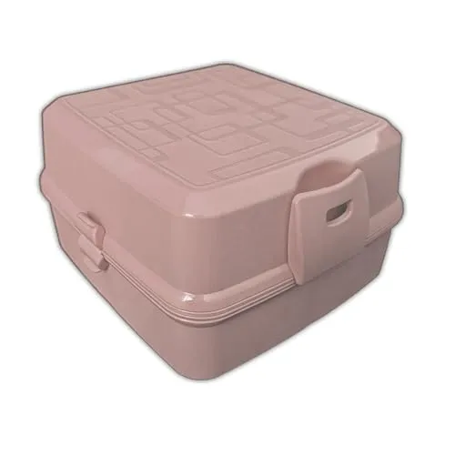 HAC24 Brot- und Lunchbox mit 4 Fächern Vesperdose 1400ml Brotdose Inkl. Gabel & Löffel Snackbox Vorratsbox Brotbüchse Kunststoff (rosa)