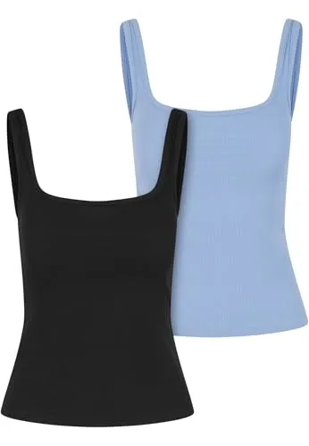 Urban Classics Damen T-Shirt schwarz+puderblau XL - TRENDY: Must-Have für die Saison. Dieses T-Shirt aus 95% Baumwolle bietet hohen Tragekomfort und Atmungsaktivität. Ideal für Fitness und Freizeit – für volle Bewegungsfreiheit und mühelosen Stil.