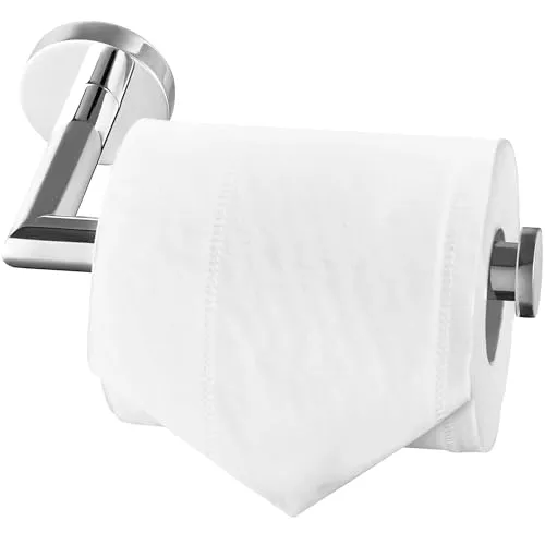 HITSLAM Chrom Edelstahl Toilettenpapierhalter WC Rollenhalter Papierhalter Schrauben Montage für Bad und Küche Zubehör rund Silber 304 Edelstahl