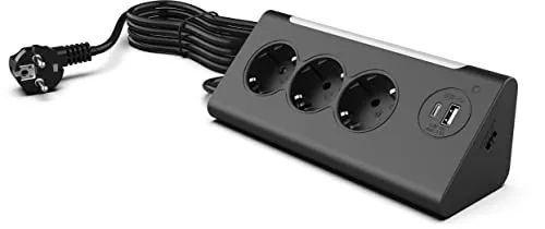 Northpoint 3-Fach Ecksteckdosenleiste mit Nachtlicht - Praktische Ecksteckdosenleiste für jede Ecke, mit USB-A & USB-C für schnelles Laden und integriertem Dämmerungssensor für automatisches Nachtlicht.