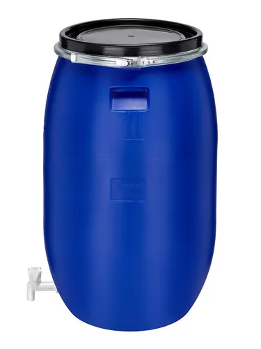 Garronda Regentonne 120L Weithalsfass mit Deckel und Hahn - Regentonnen - 120 l Fassungsvermögen, robustes HDPE Material und praktische Nutzung mit Deckel und Hahn für effiziente Regenwassernutzung im Garten.