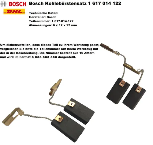 Bosch Kohlebürstensatz 1617014122 GSH 5CE GBH38 GHS5CE GSH4 PBH380 GBH5DCE