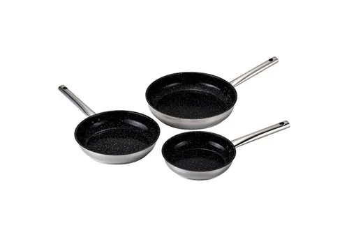 Best Direct® Bratpfanne Kitchenpro Pan Inox, Edelstahl (Spar Set, 3-tlg., einzeln oder als 3er Set), Pfannen aus Edelstahl, Keramikbeschichtung, Antihaft, Induktion