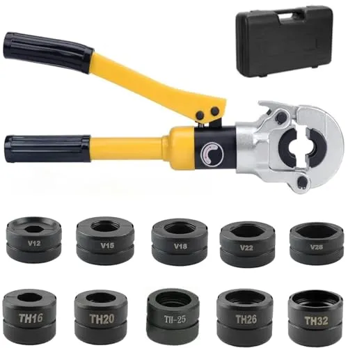 INREPRO 10 Tons hydraulische Presszange Hydraulisches Rohr-Crimpwerkzeug Kupferrohr PEX Crimpwerkzeug Set mit 10 Crimpwerkzeugen