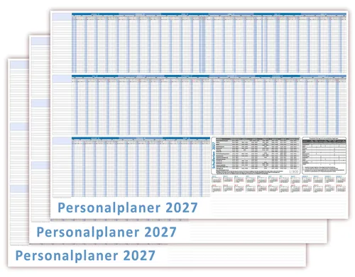 Stück Urlaubsplaner DIN B1 2027 für 22 Mitarbeiter - Praktischer Wandkalender für 15 Monate mit deutschen Feiertagen. Ideal für die Urlaubsplanung im Team. Format: 100x70 cm, hergestellt in Deutschland und aus hochwertigem, mattem Papier.