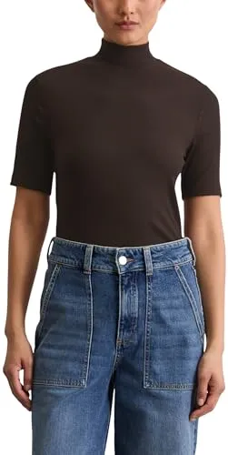 T-Shirt MARC O'POLO aus TENCELTM Modal, Damen, Gr. XL, braun - Elegantes Slim Fit T-Shirt aus 91% Modal und 9% Elasthan, garantiert supersofte Haptik und hohen Tragekomfort. Ideal als Unterzieher oder solo getragen, perfekt für einen minimalistischen Look.
