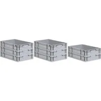 PROREGAL SuperSparSet 8x Eurobox NextGen Economy - Transportboxen: Robuste Euroboxen mit geschlossenem Griff, ideal für effizientes Lagern und Transportieren von Lebensmitteln und mehr. Bis zu 400kg Auflast und temperaturbeständig von +60 bis -10°C.
