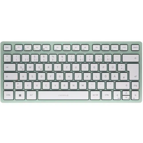 CHERRY Tastatur KW 7100 Mini - Kabellose Bluetooth-Tastatur in agavengrün, nahtloses Wechseln zwischen 3 Geräten und präzise SX Scherenmechanik für besten Komfort