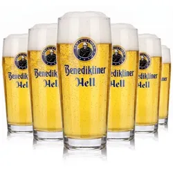 6x Benediktiner Weissbräu Bier Glas 0,5l Willi Becher Hell