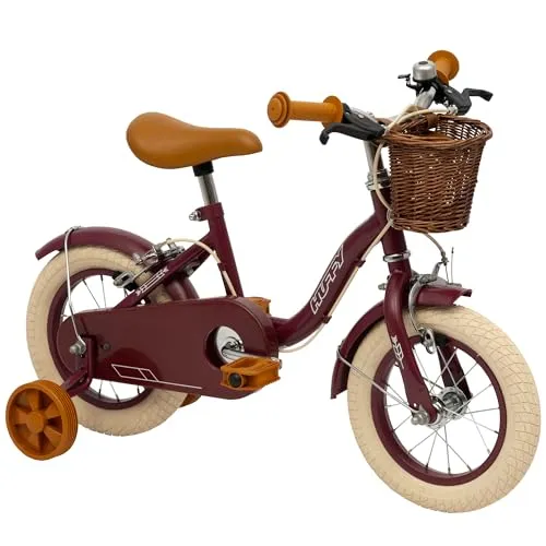 Huffy Vintage 12 Zoll Kinderfahrrad - Rot - Klassisches 12-Zoll-Mädchenfahrrad mit Retro-Design, ideal für junge Fahranfänger. Ausgestattet mit sicheren Bremsen, abnehmbaren Stützrädern und einem bequemen Sattel für maximalen Fahrkomfort.