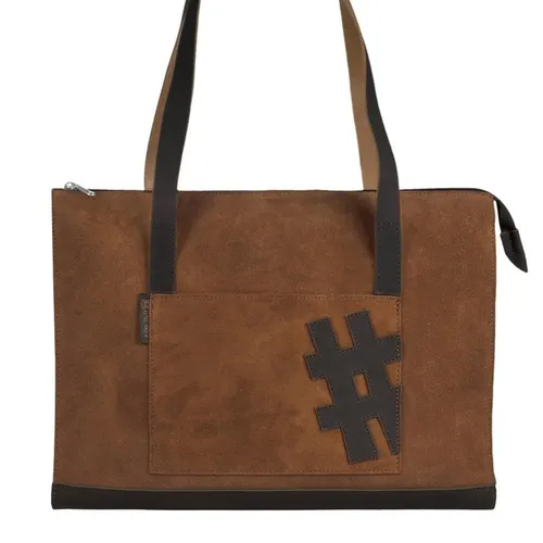 OWN STUFF Shopper Damen Tasche Damentasche Leder Ledertasche Rauleder brown