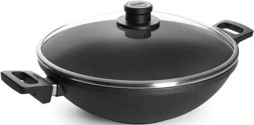 WOLL MADE IN GERMANY Wok Nowo: Hochwertiger Aluminiumguss Wok - Pfanne aus handgegossenem Aluminiumguss, antihaftbeschichtet und hitzebeständig bis 250 °C - ideal für gesundes Kochen und Braten.