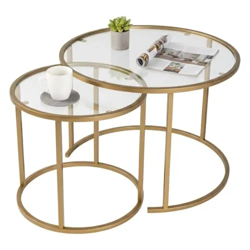 Dmora Couchtisch Abbadesse 60x60x43h cm gold Rund