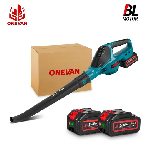 ONEVAN Akku-Laubbläser mit 2 Akku 219km/h Akku-Gebläse für Rasenpflege, mit einem bürstenlosen Motor, einfach zu tragen und zu bedienen