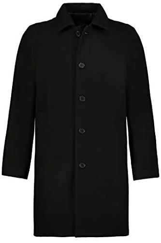 JP 1880 Herren Wollmix-Mantel - Schwarz, 8XL EU, hochwertige Wollqualität und wasserabweisend mit Hemdkragen und 5 Taschen