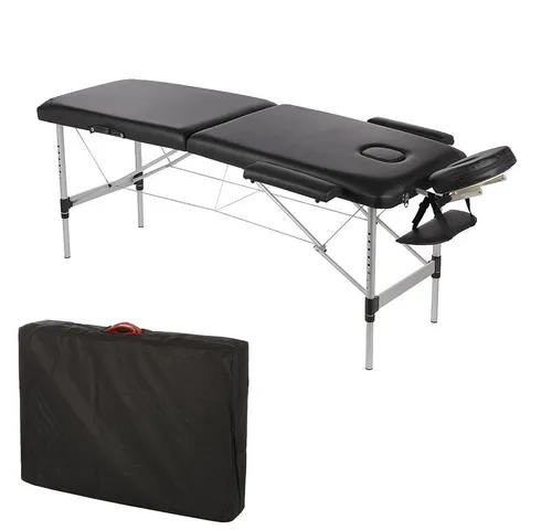 Mucola Massageliege Aluminium 2 Zonen - Klappbar & Leicht - Professionelle Massageliege, klappbar und nur 12 kg schwer. Ideal für mobile Masseure, bietet komfortable 5 cm Polsterung und verstellbare Kopfstütze für maximale Entspannung.