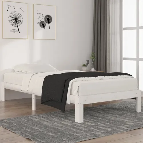 Maison Exclusive Massivholzbett Weiß Kiefer 100x200 cm