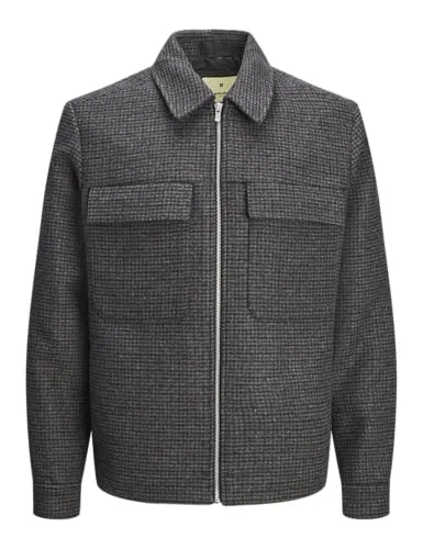 JACK&JONES Herren Jprblurussel Wool Blend Jacket Sn, Black Houndstooth - Funktionsjacke mit Brusttaschen und Kunstfaser-Daunenwattierung für leichtes Tragegefühl und optimale Wärme.