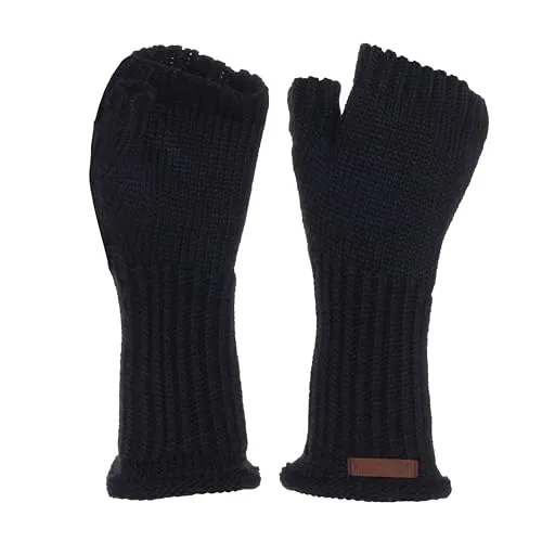 KNIT FACTORY - Cleo Handstulpen - Fingerlose Handschuhe - Gestrickte Handschuhe für Winter - Damen Handstulpen aus Wolle - Hochwertige Qualität - Navy
