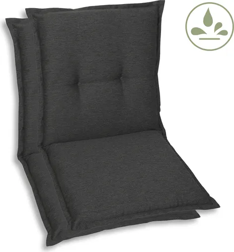 GO-DE Textil Gartenauflage Uni (2er Set Niederlehner, anthrazit) - Hochwertige Gartenauflage für Niederlehner, sorgt für hohen Komfort mit Schaumstoff- und Vliesfüllung, ideal für entspannte Stunden im Freien.