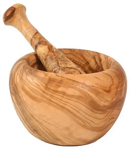 Olivenholz Mörser ca 12 cm Außendurchmesser Handarbeit Jedes Stück ein Unikat incl. Stößel