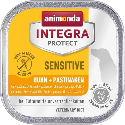 animonda INTEGRA PROTECT Sensitive Huhn + Pastinaken (11 x 150 g), Diätfutter bei Futtermittelallergie, sensitives Hundefutter für allergische Hunde, Nassfutter für Hunde ohne Getreide