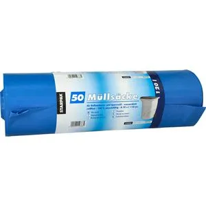 Papstar Müllsäcke 120 Liter, stark, blau, 50 Stück