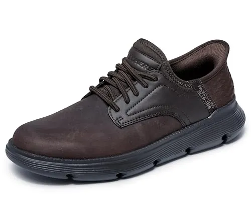 Skechers Herren Garza Freizeit-Sneaker - Schokoladenbraun, 45 EU - Herren-Sneaker mit weiten Passform und exklusivem Fersenkissen für optimalen Halt. Genießen Sie den Komfort der luftgekühlten Memory-Schaum Einlegesohle und Goga Mat Arch Dämpfung.