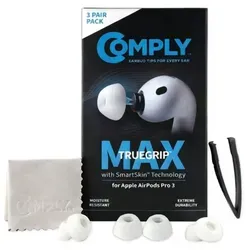 Comply TrueGrip MAX | Premium Ohrstöpsel für Apple AirPods Pro 3 | SmartSkin™-Technologie | Geräuschisolierung | Weiß, Größe L, 3 Paar - Erleben Sie optimalen Komfort und Geräuschisolierung mit diesen speziell für AirPods Pro 3 entwickelten Ohrstöpseln. Die innovative SmartSkin-Technologie sorgt für eine längere Haltbarkeit und perfekten Sitz.