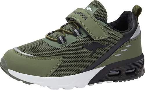 KangaROOS KX-Arg EV Sneaker für Kids, Olive/Jet Black, 36 EU - Sneaker für Kids mit atmungsaktivem Mesh-Obermaterial, elastischer Schnürung und Klettverschluss für einfachen Einstieg. Ideal für optimalen Sitz dank WMS-System und Ortholite-Einlage für hohen Tragekomfort.