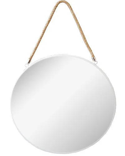 Runder Wandspiegel Weiß 43cm Ø mit Kordel - Spiegel für Erwachsene, Jugendliche und Kinder, modern und elegant. Der runde Wandspiegel aus Echtglas mit weißem Metallrahmen ist ein echter Blickfang für jedes Badezimmer.