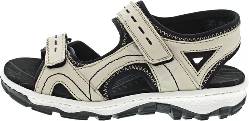Rieker Sandalette beige|schwarz 42 EU - Wanderschuhe in Größe 42, mit 2 cm Absatzhöhe, aus hochwertigem Leder und Textil, ideal für komfortable Wanderungen dank praktischem Klettverschluss.