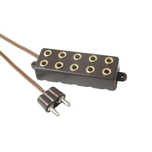 Krippen-/Puppenstuben Verteilerbox für 2,6mm Zwergstecker 5-fach 47x17mm braun